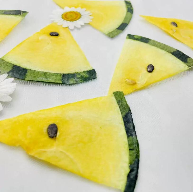 Pressed Fruits,Pressed Yellow watermelon slice,Set of 1 PCS,dried Strawberry slice,dried Fruits
